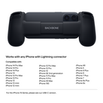 Load image into Gallery viewer, Back view of Backbone One lightning, accompanied by phones it is compatible with