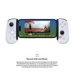 Load image into Gallery viewer, Backbone One lightning PlayStation edition displaying a video it recorded using its screen recording feature followed by information on its screen recording feature