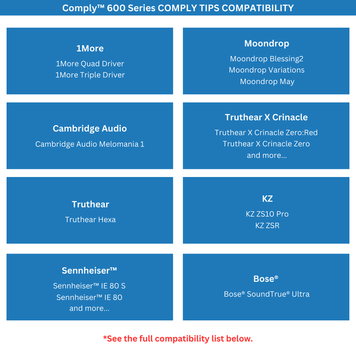 Comply™ TZ-600 Series Foam Replacement Ear Tips