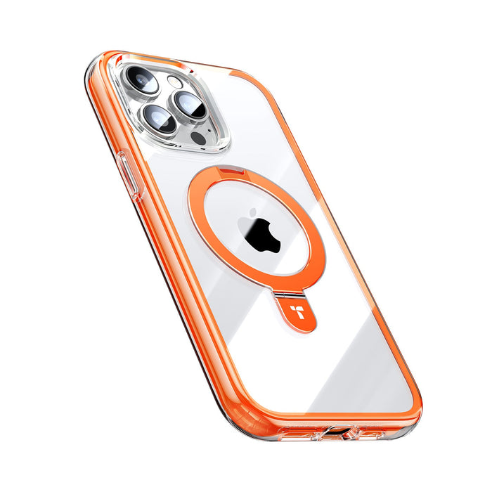 TORRAS iPhone 15Pro/Pro Max Ostand SS Air-Castle Orange Magsafe Case with Kickstand and Holder