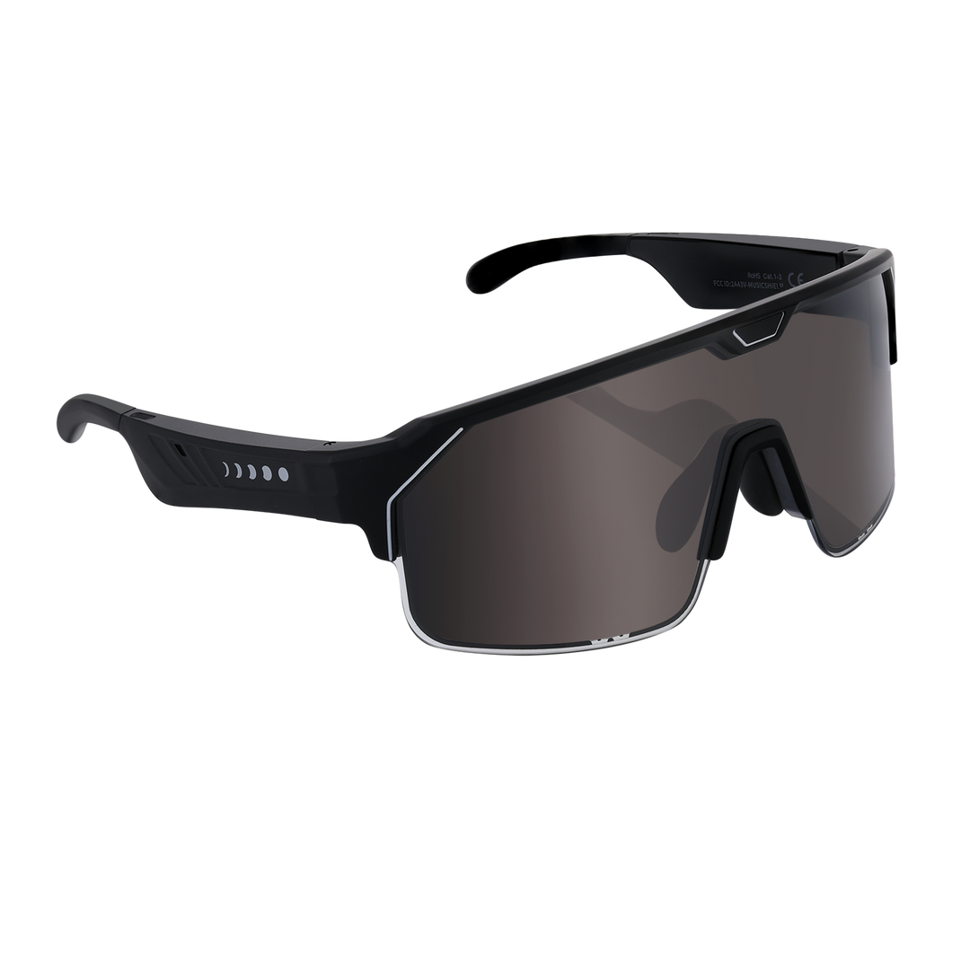 Chamelo Music Shield black frame with smokey lenses