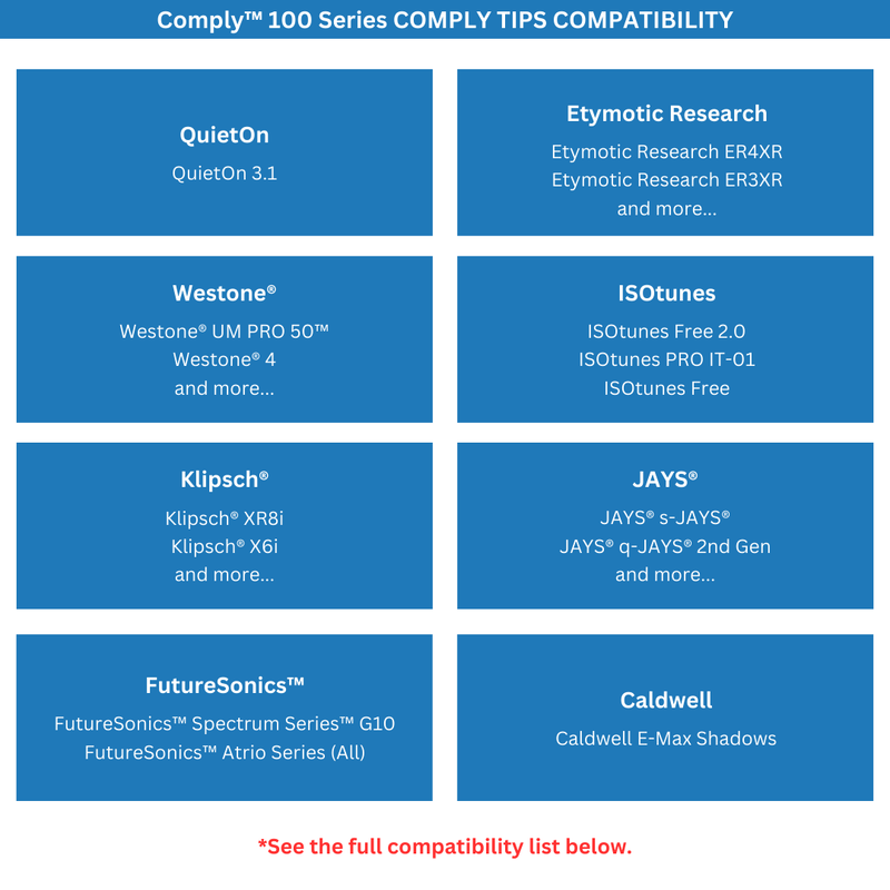 Comply™ 100 Series Foam Replacement Ear Tips (TZ-100/TRZ-100/TOZ-100)