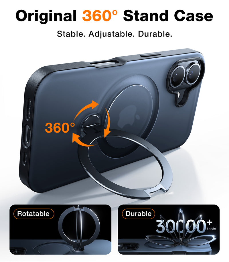 TORRAS 360° Spin Stand Ostand Spin Magsafe Case for iPhone 16 Series (Black)