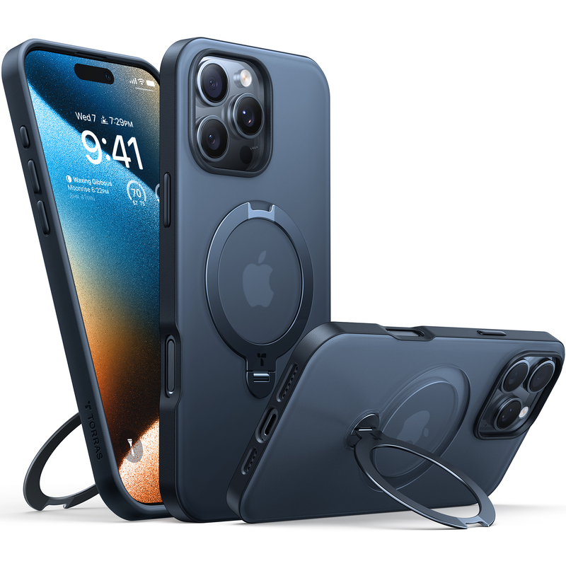 TORRAS 360° Spin Stand Ostand Spin Magsafe Case for iPhone 16 Series (Black)