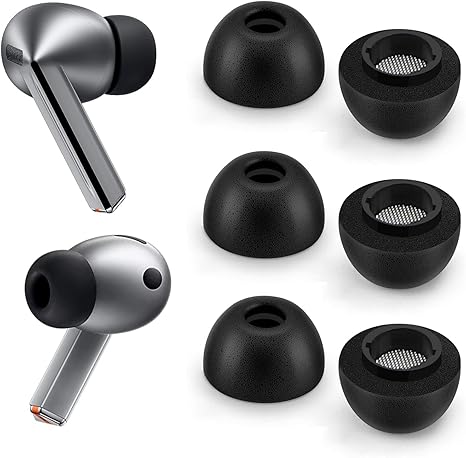 TrueGrip Premium Memory Foam top and bottom view with Galaxy Buds 3 Pro front and back view