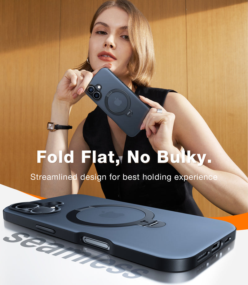 TORRAS 360° Spin Stand Ostand Spin Magsafe Case for iPhone 16 Series (Black)