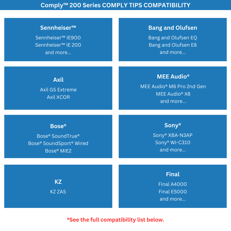 Comply™ 200 Series Foam Replacement Ear Tips (TZ-200/TRZ-200/TOZ-200)