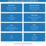 list of earbuds compatible with Comply™ 200 Series Foam Replacement Ear Tips