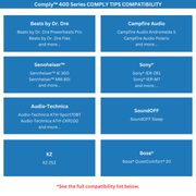 list of earbuds compatible with Comply™ 400 Series Foam Replacement Ear Tips 