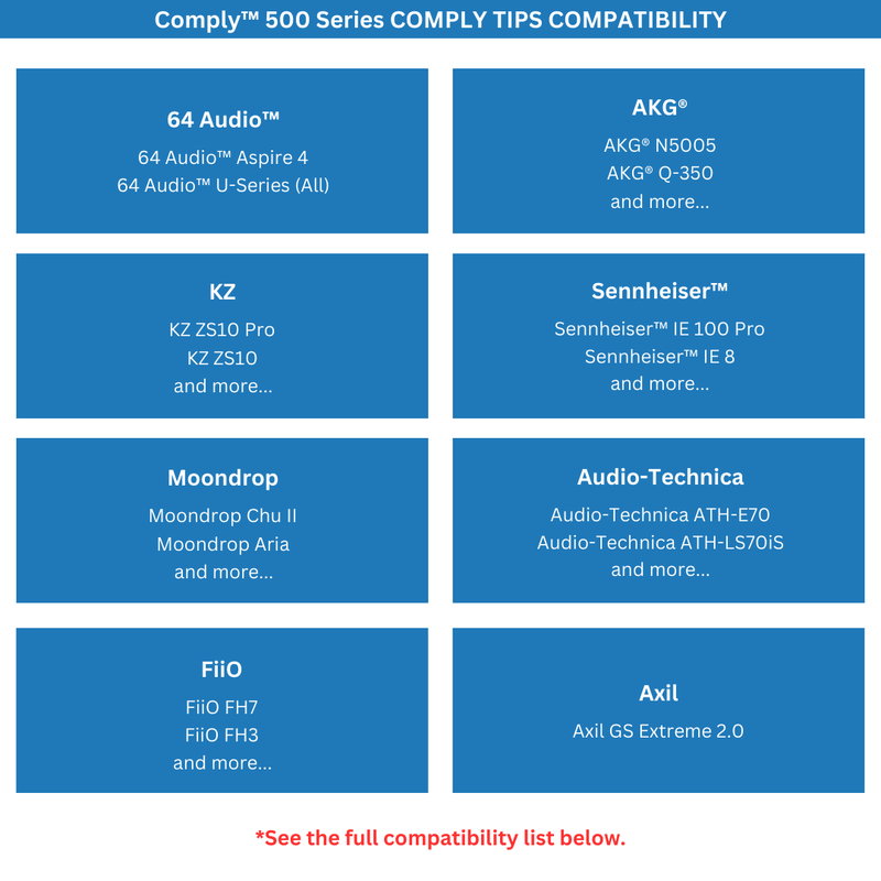Comply™ 500 Series Foam Replacement Ear Tips (TZ-500/TRZ-500/TOZ-500)