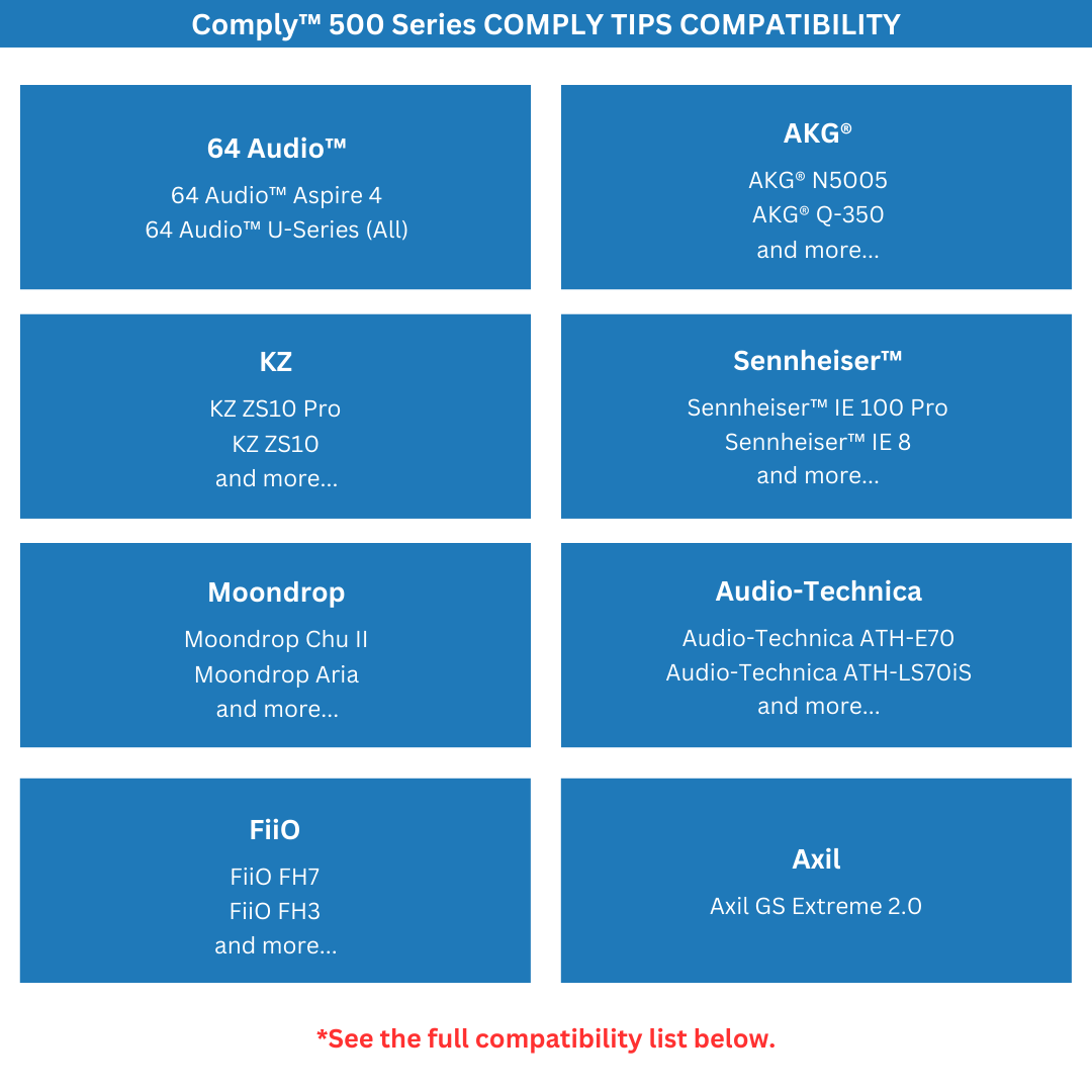 Comply™ 500 Series Foam Replacement Ear Tips (TZ-500/TRZ-500/TOZ-500)