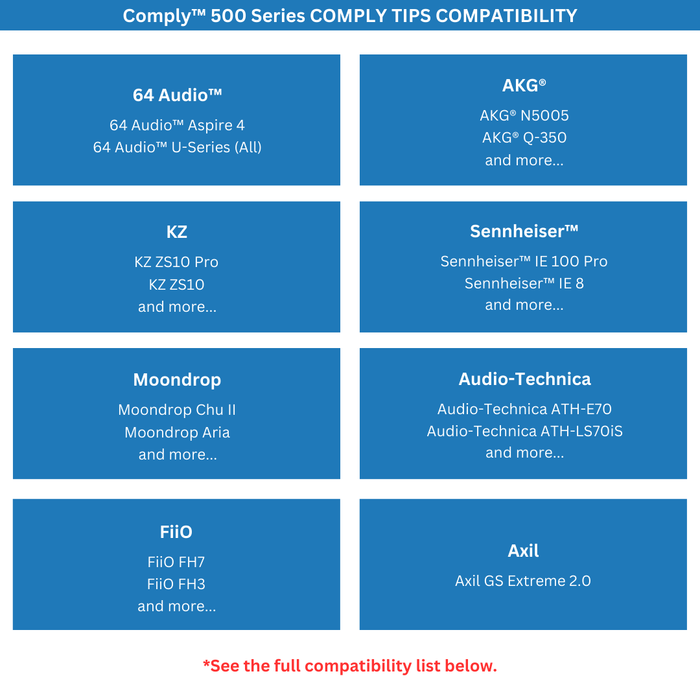 Comply™ 500 Series Foam Replacement Ear Tips (TZ-500/TRZ-500/TOZ-500)