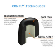 cross section of Comply™ 500 Series Foam Replacement Ear Tips with infographics explaining its elements