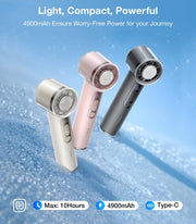 Three Coolify Iva in white, pink, and gray on a blue snowy background with details on its capabilities