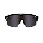 Load image into Gallery viewer, Front view of Chamelo Music Shield black frame and smokey lenses