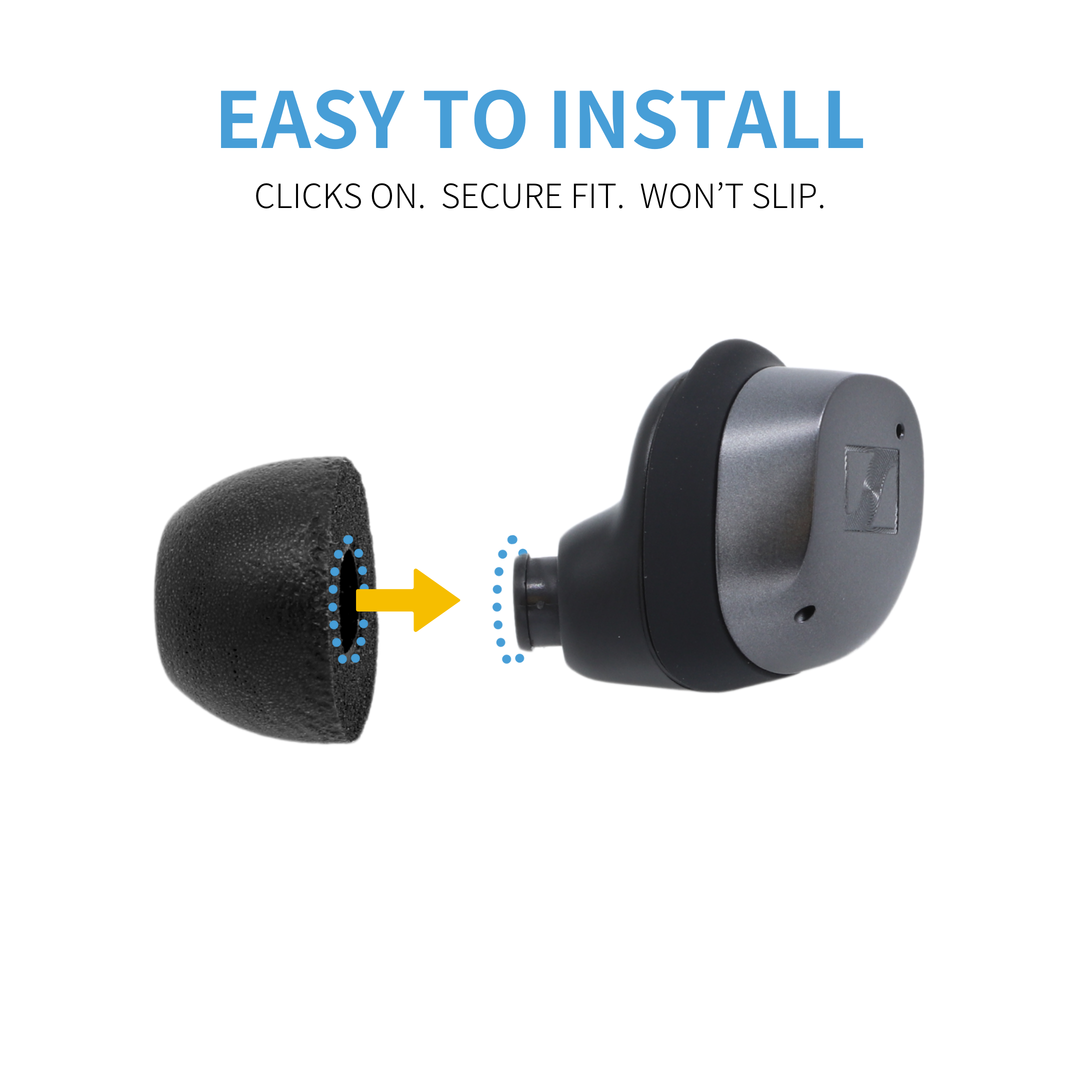 infographic on how to fir Comply Foam TW-400-C NEW TrueGrip™ Premium Ear Tips on earbuds