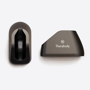 Top and side view of Therabody Theragun Prime Plus charging stand