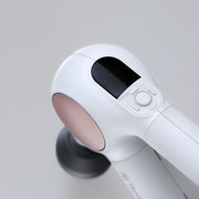 Close up of the control button and LED screen on Therabody Theragun Sense
