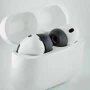 Comply TrueGrip earbud tips on Apple Airpods Pro 3 in the Airpods casing