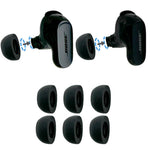 Load image into Gallery viewer, side view of the various Comply™ Foam Ear Tips sizes and a graphic displaying insertion method 