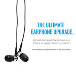 Load image into Gallery viewer, Comply T-200 Isolation fitted on ear phones with words emphasising how it is the ultimate earphone upgrade
