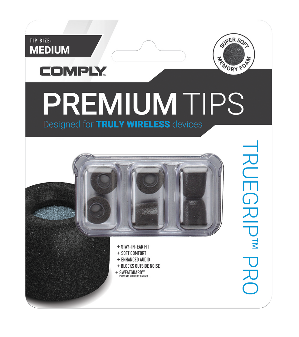 Comply TrueGrip Pro Premium Memory Foam Tips (TW-300-B) in packaging